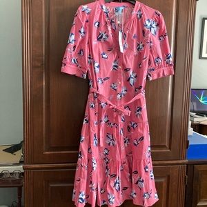 Draper James Floral Button Front Midi Dress, NWT, Size Medium, color-pink